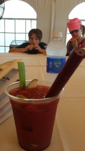 My boss' kids are in the background. I think they were jealous of my sausage straw.