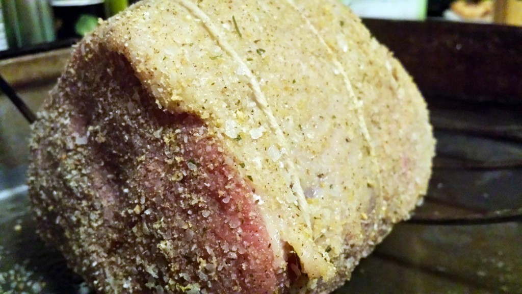 Eye of round, trussed, rubbed, ready to roast