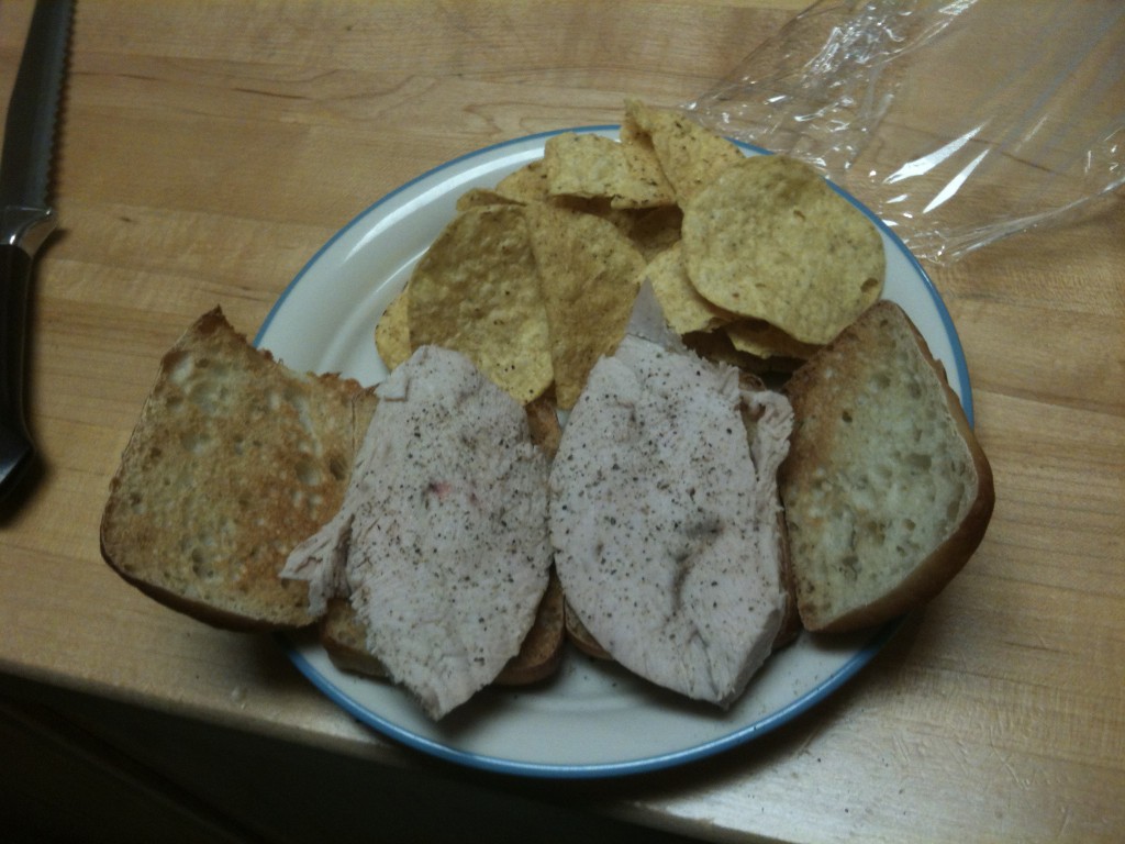 You can tell this is a different photo of the same sandwiches because the knife I sliced the bread with is in the picture this time.