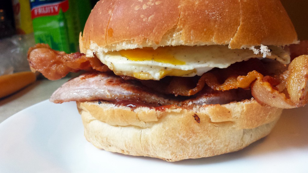 Bacon and egg sandwich per Steve
