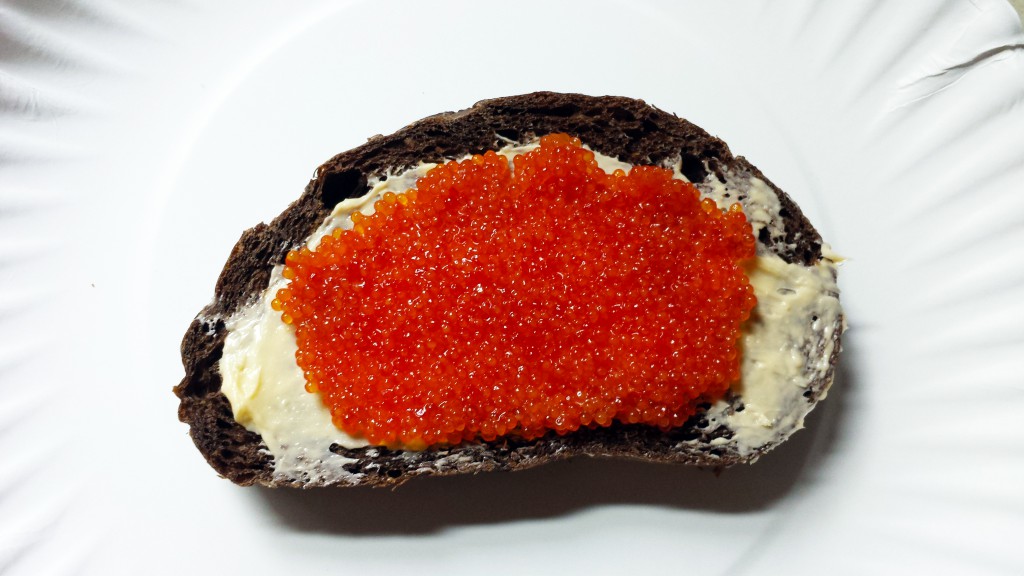 Red caviar on Pumpernickel