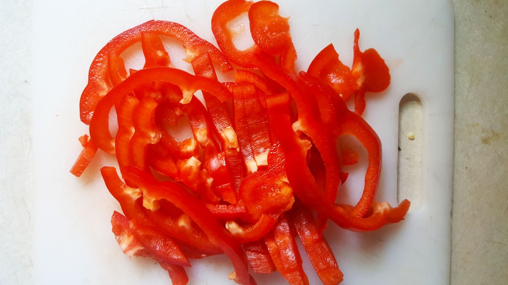 Red peppers before roasting
