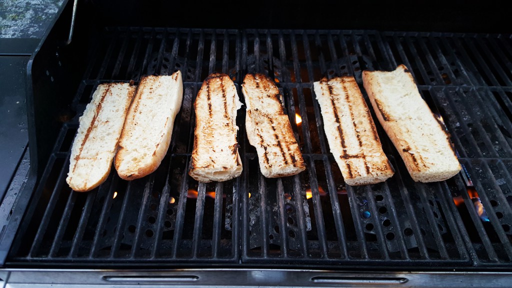 Grilling the baguettes