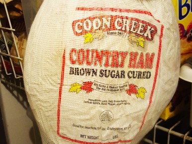 A country ham I picked up in Kentucky. "Coon Creek Country Ham, Brown Sugar Cured"