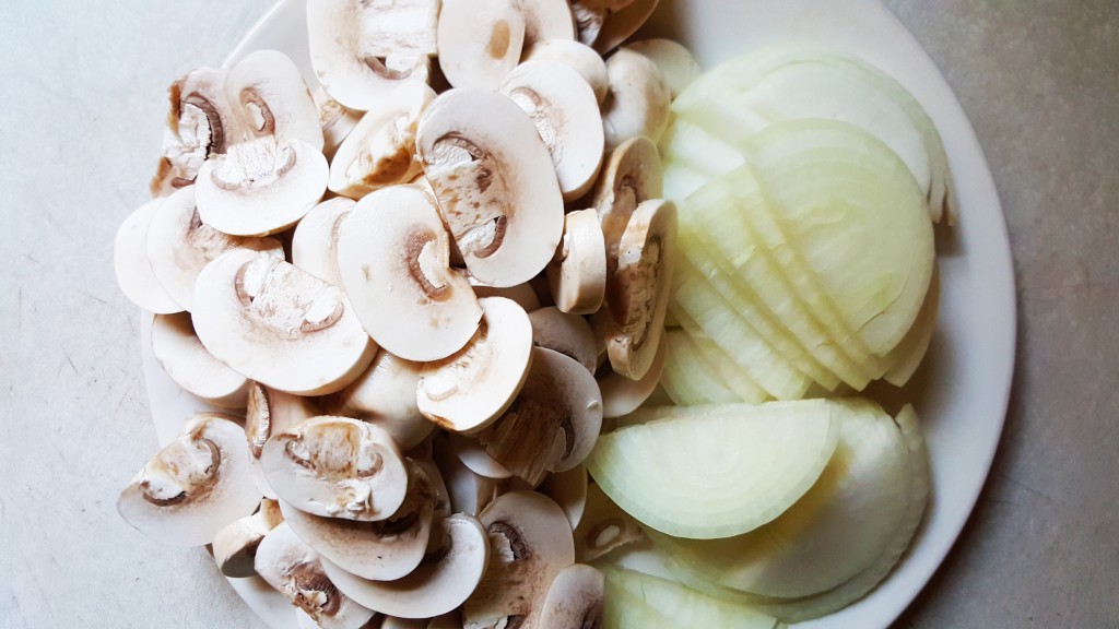 sliced mushrooms and onions