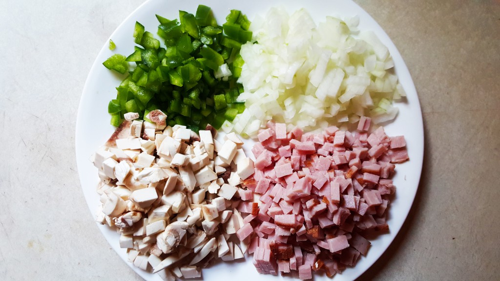 Diced ham and vegetables