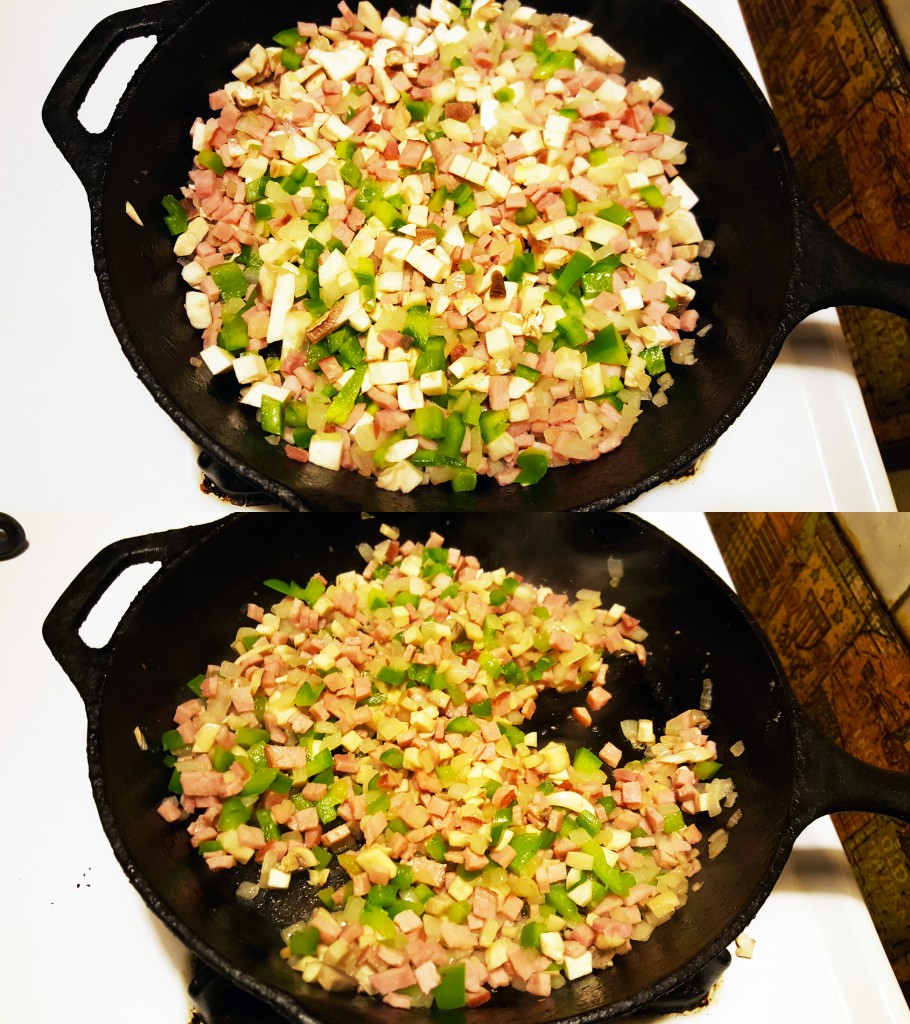 Denver omelette filling before and after cooking