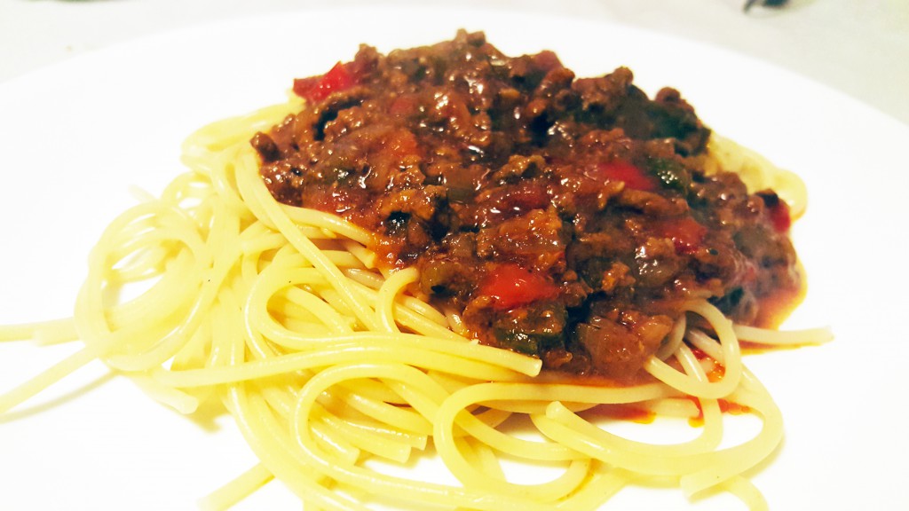 Spaghetti with dynamite sauce