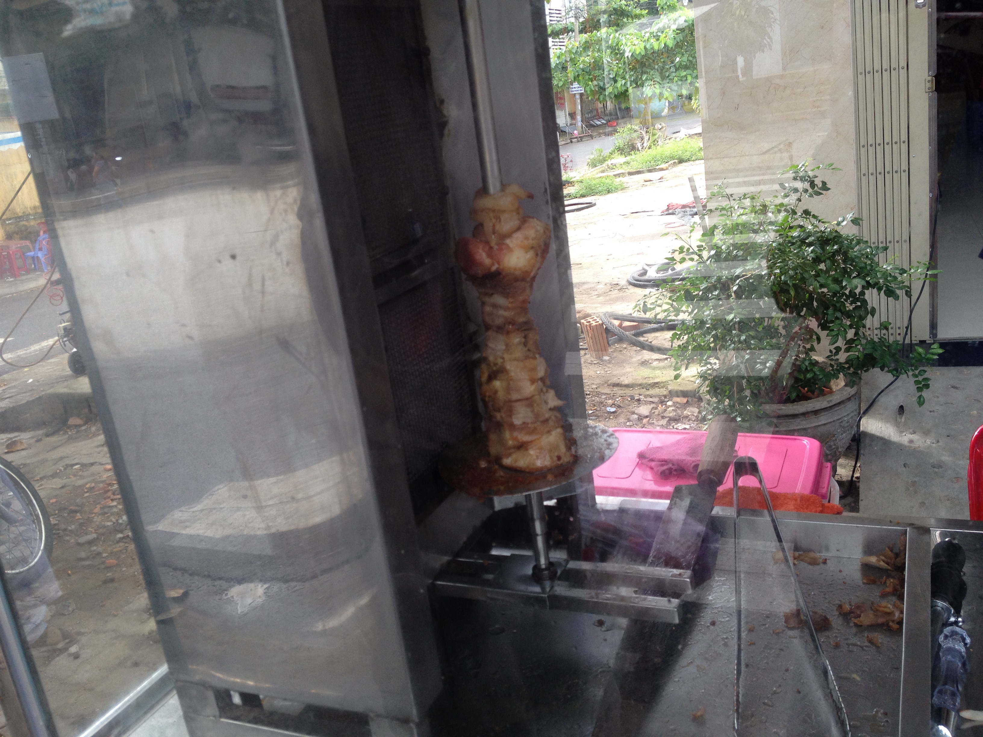 Kebab meat on the spit
