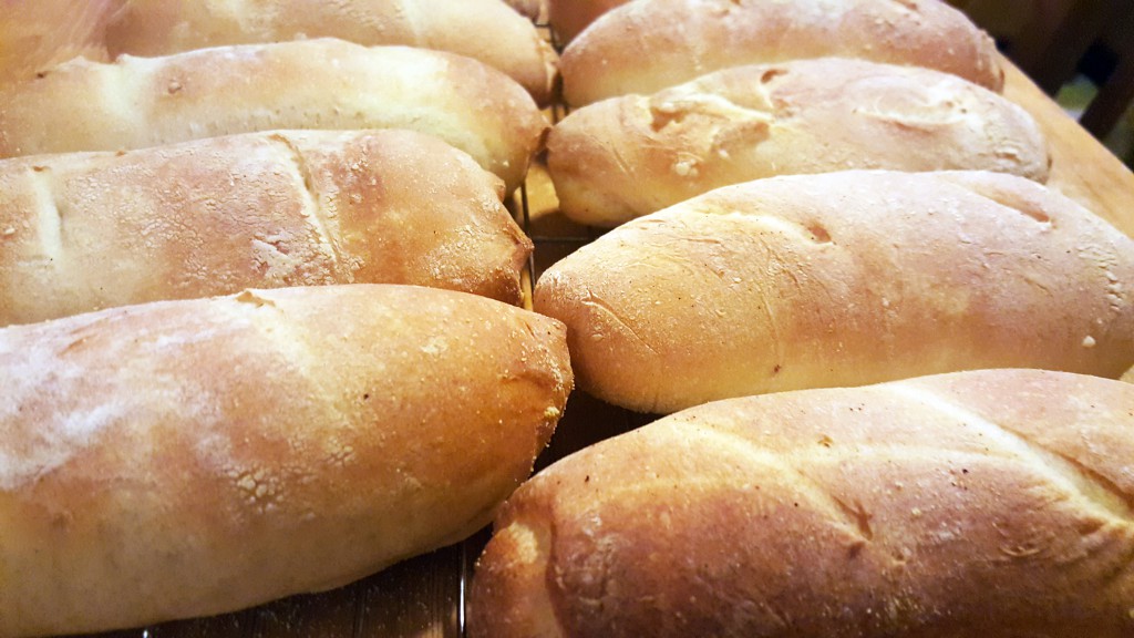 Home-baked hoagie rolls