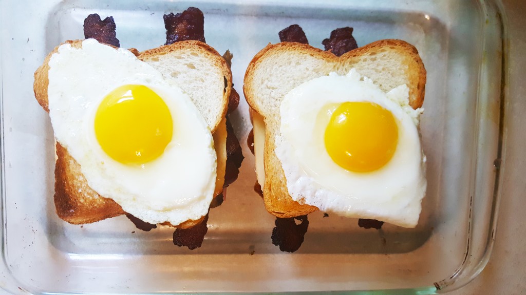 An egg fried sunnyside up on top