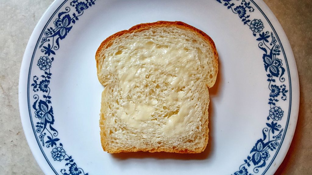 buttered white bread