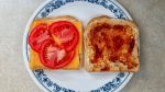 Marmite with 8-year cheddar and tomato