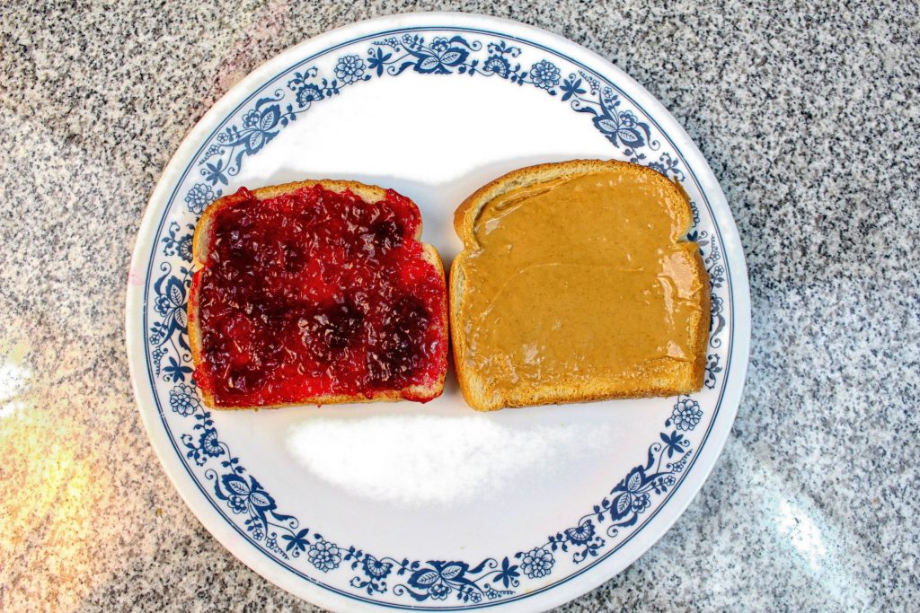Smooth peanut butter and grape jelly