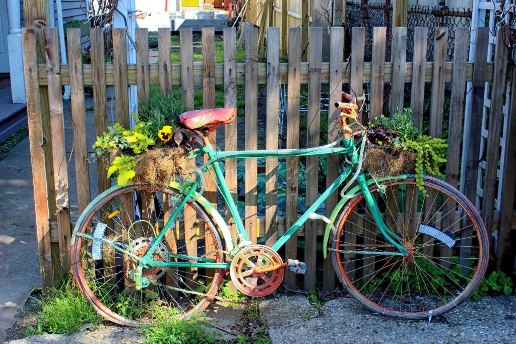Bicycle planter in Ohio City