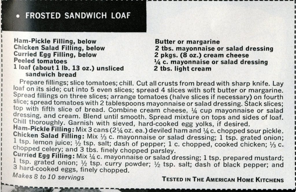 Frosted Sandwich Loaf recipe card