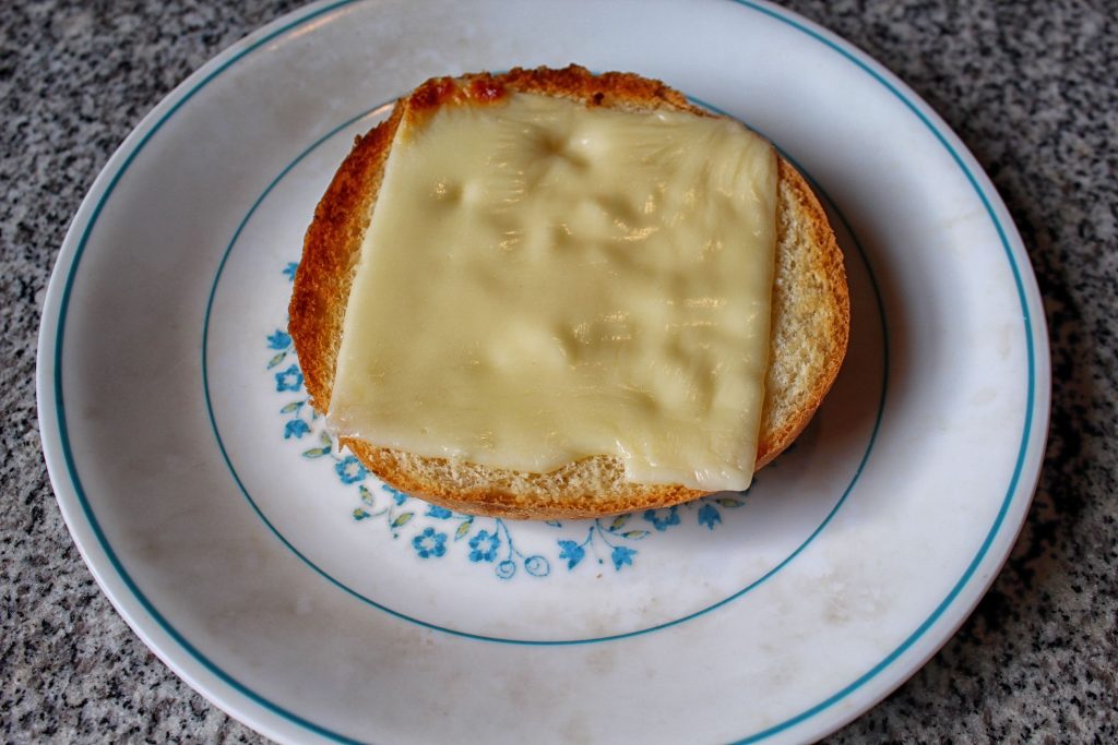 bottom roll, broiled with cheese