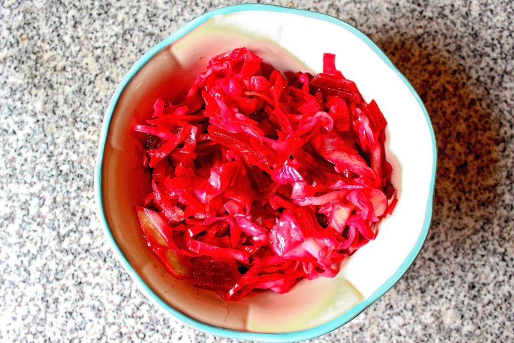 Ruby red curtido with cabbage and beets