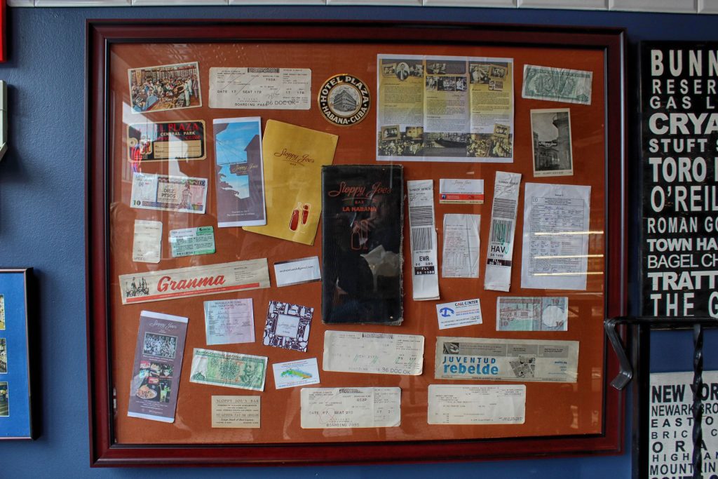 Memorabilia from Sloppy Joe's Bar in Cuba