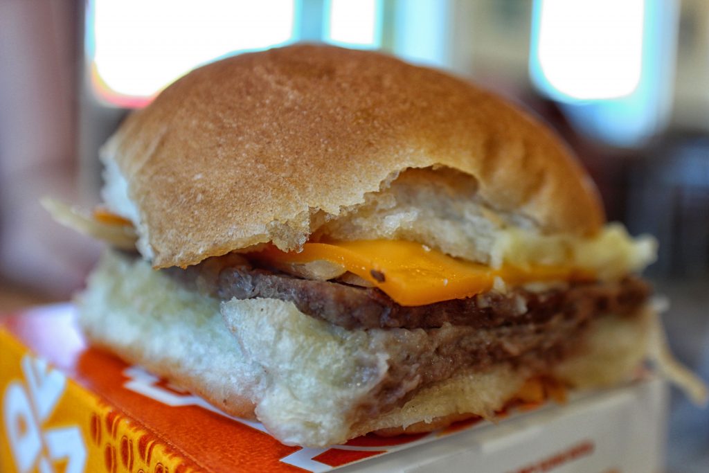 Smoked cheddar cheese slider from White Castle